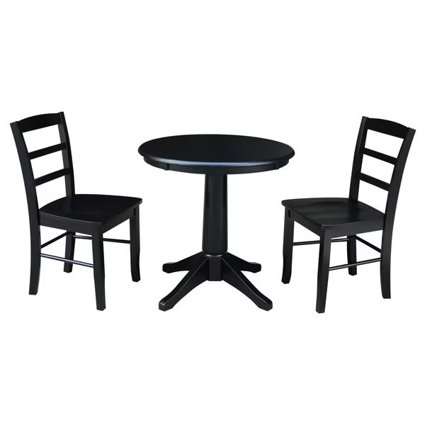 Round Pedestal Table, 30 in W X 30 in L X 29.9 in H, Wood, Black, International Concepts, Mfr#: K46-30RT-27B-C2-2